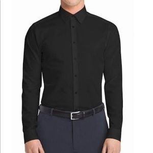 Men’s CK Calvin Klein Slim Fit Dress Shirt Button Up Black Neck Size 19